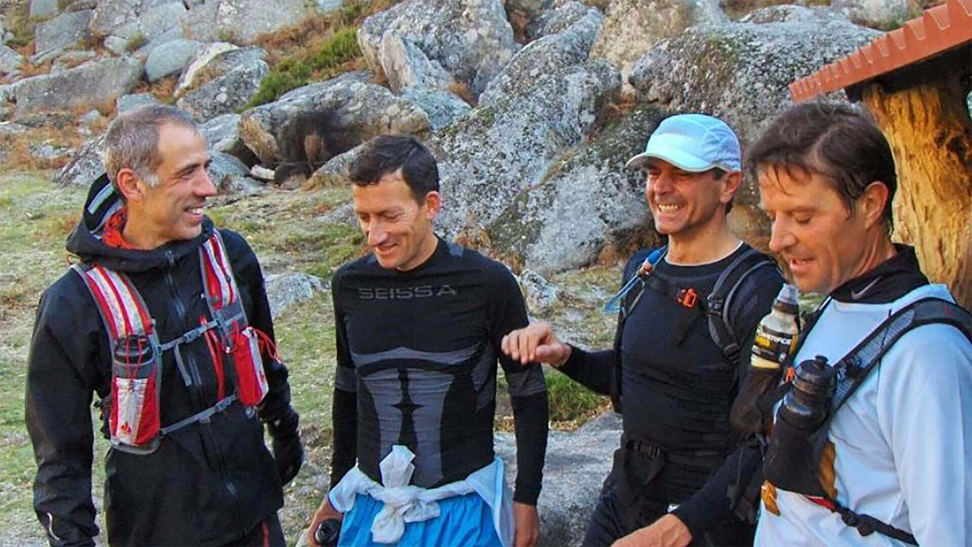 João Neto on the far left preparing for another ultra marathon. On his side Carlos Sá, 2013 Badwater winner. João Neto and friends preparing for a run.