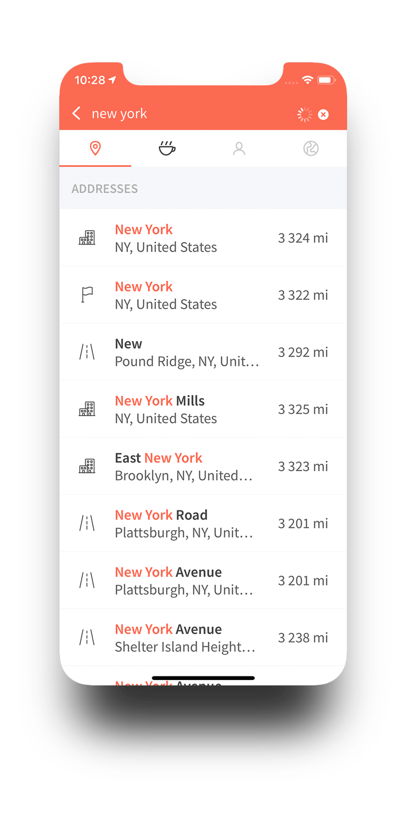 Karta GPS search results