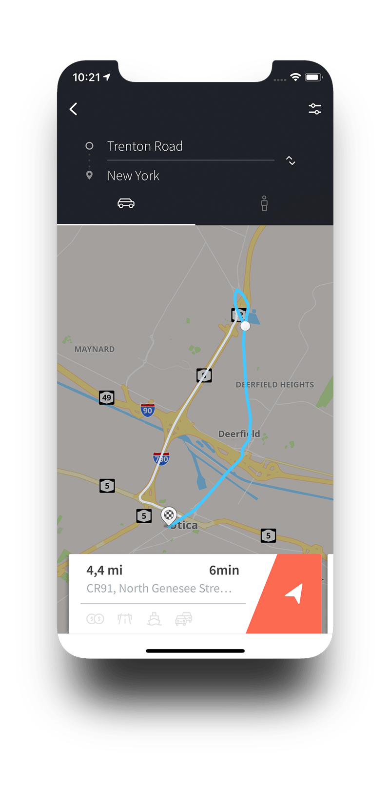 Karta GPS routing options